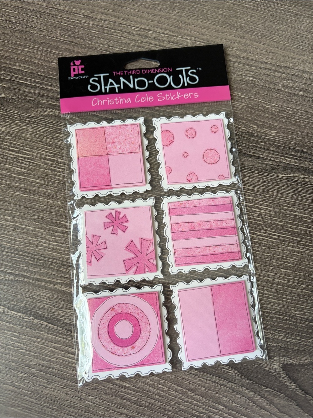 ❤️$1 Provo Craft Stand-Outs Christina Cole Stickers "Pink Stamps"